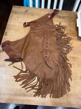 Brown Leather Fringe Chaps